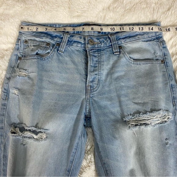 Abercrombie & Fitch Ames Slim Boyfriend Jeans Button Fly Light Wash Distressed 2 - Picture 5 of 10
